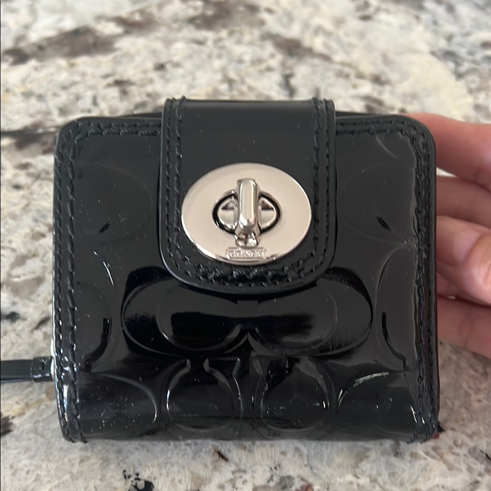 COACH Black Patent Leather Wallet